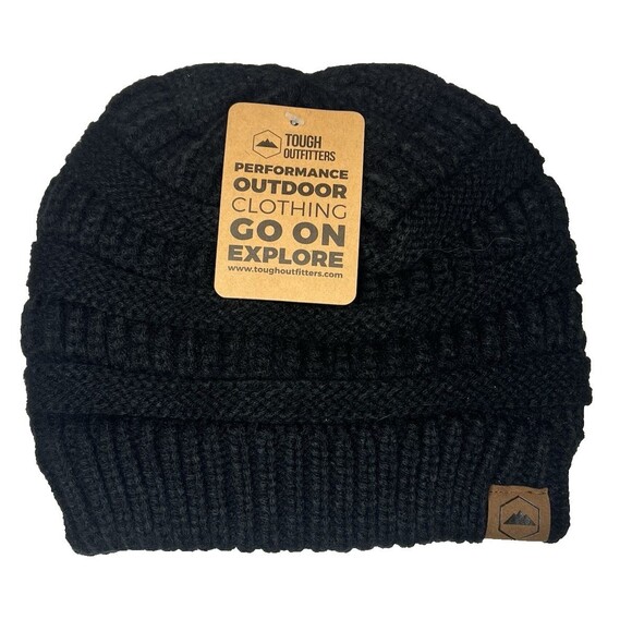 TOUGH OUTFITTERS Headwear Black Chunky Cable Knit Beanie Outdoor Casual Women's - Picture 1 of 6